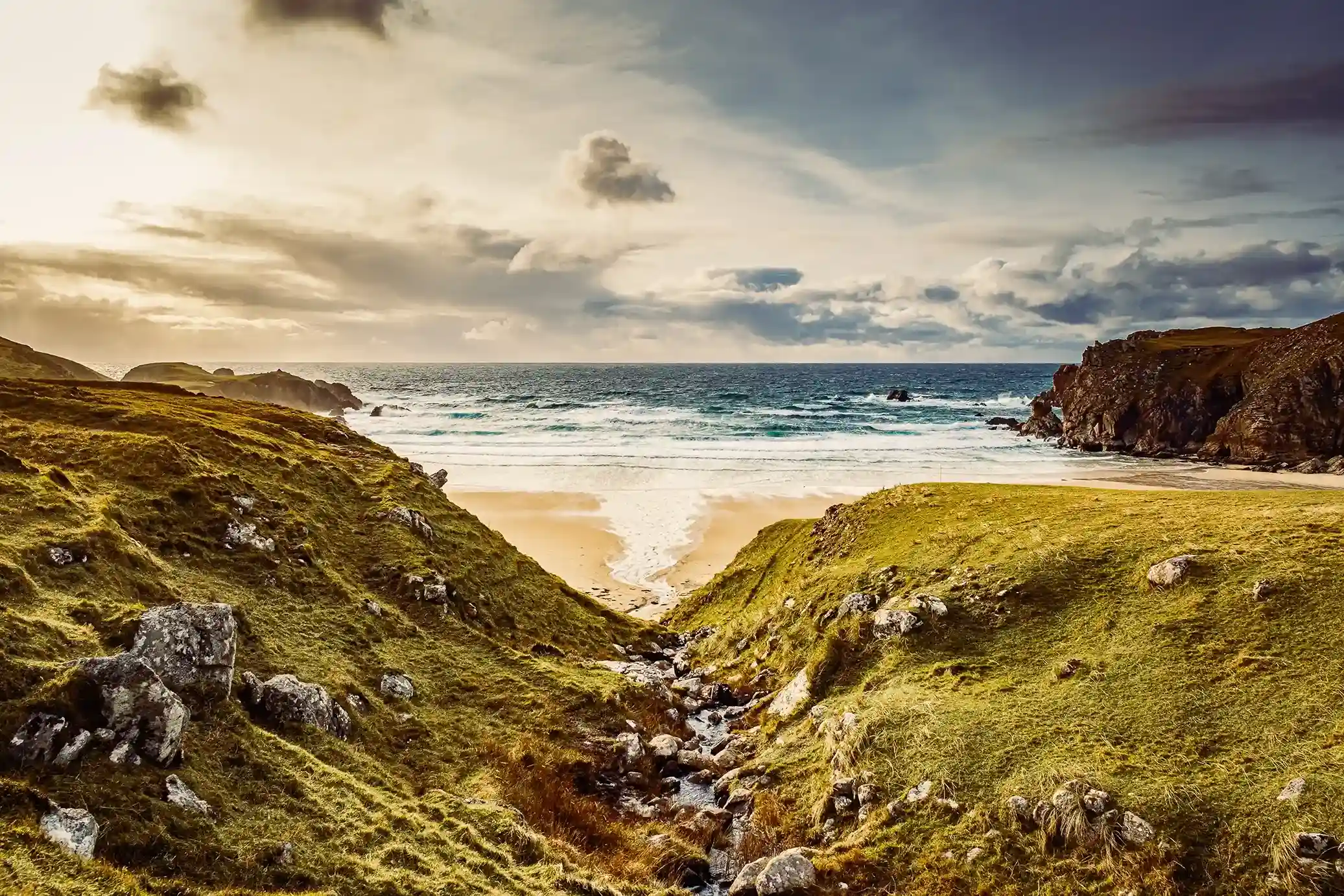 Patrick Cernoch Landschaft Natur Schottland Küste Sonnenaufgang Sandstrand Wellen